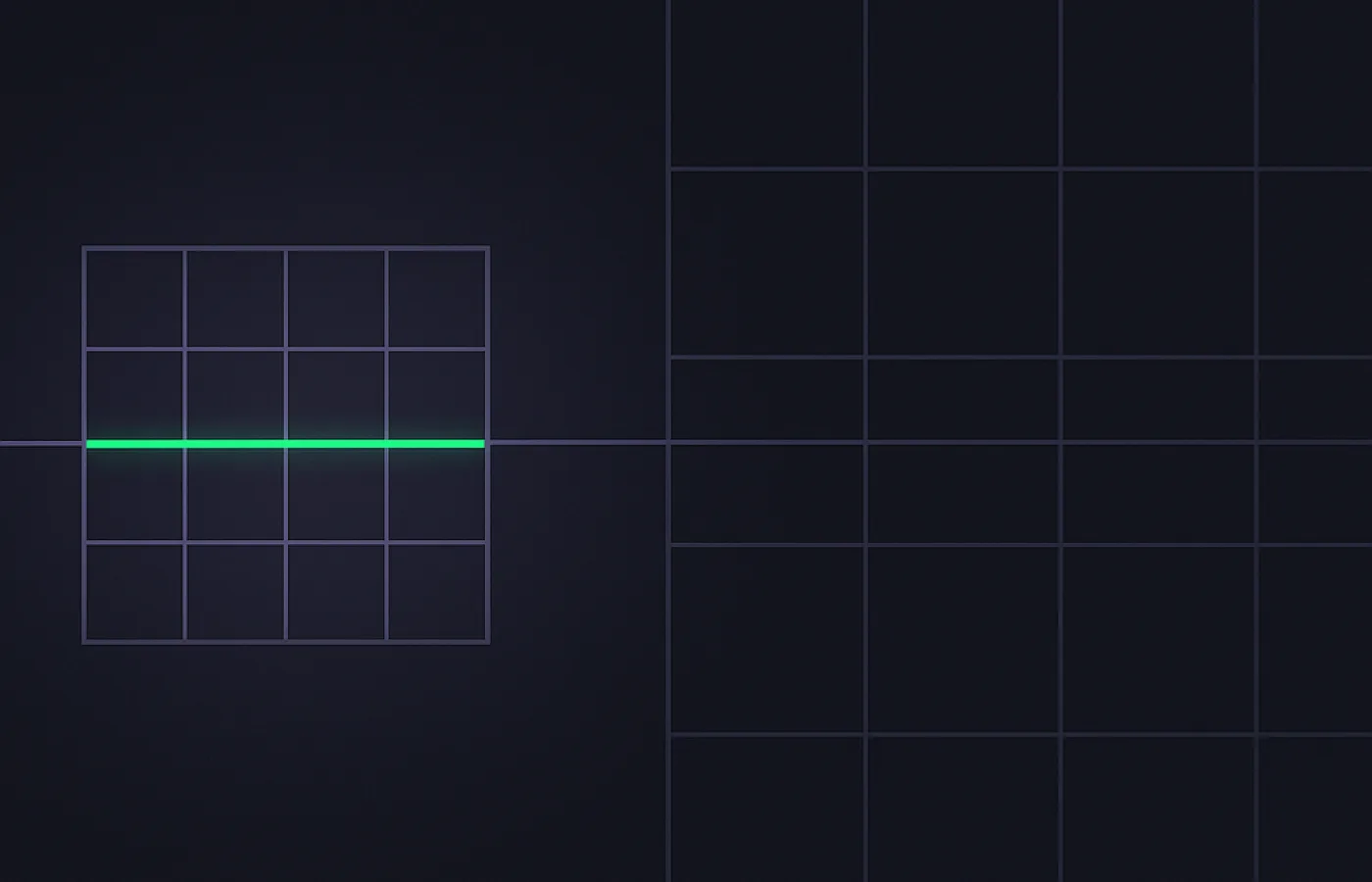 Ein kleiner dichter Punktcluster neben einem viel größeren blassen, verbunden durch eine dünne Linie