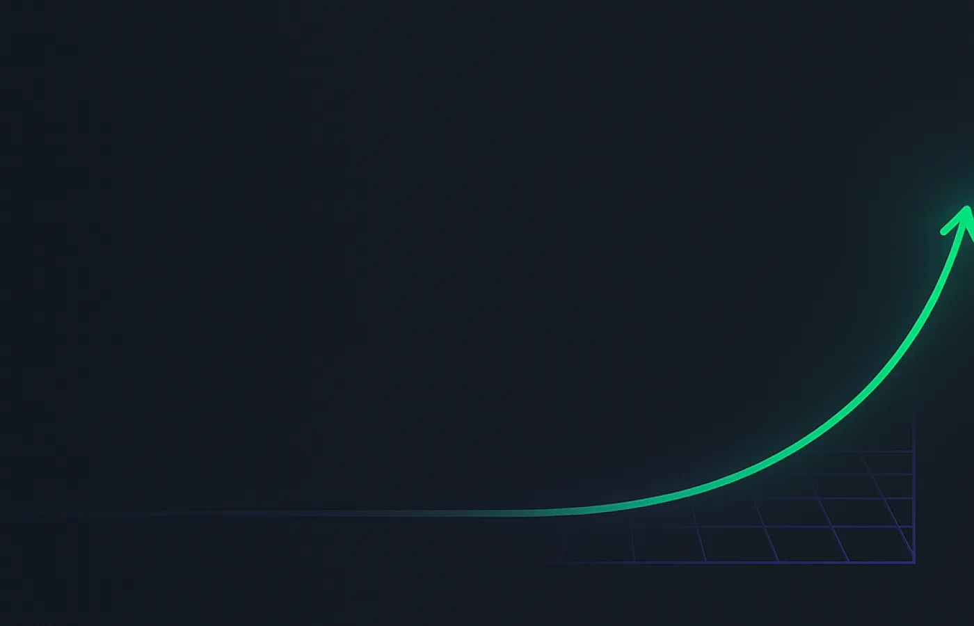 A small grid at the far right of frame with a green leading edge and a long dim line trailing left