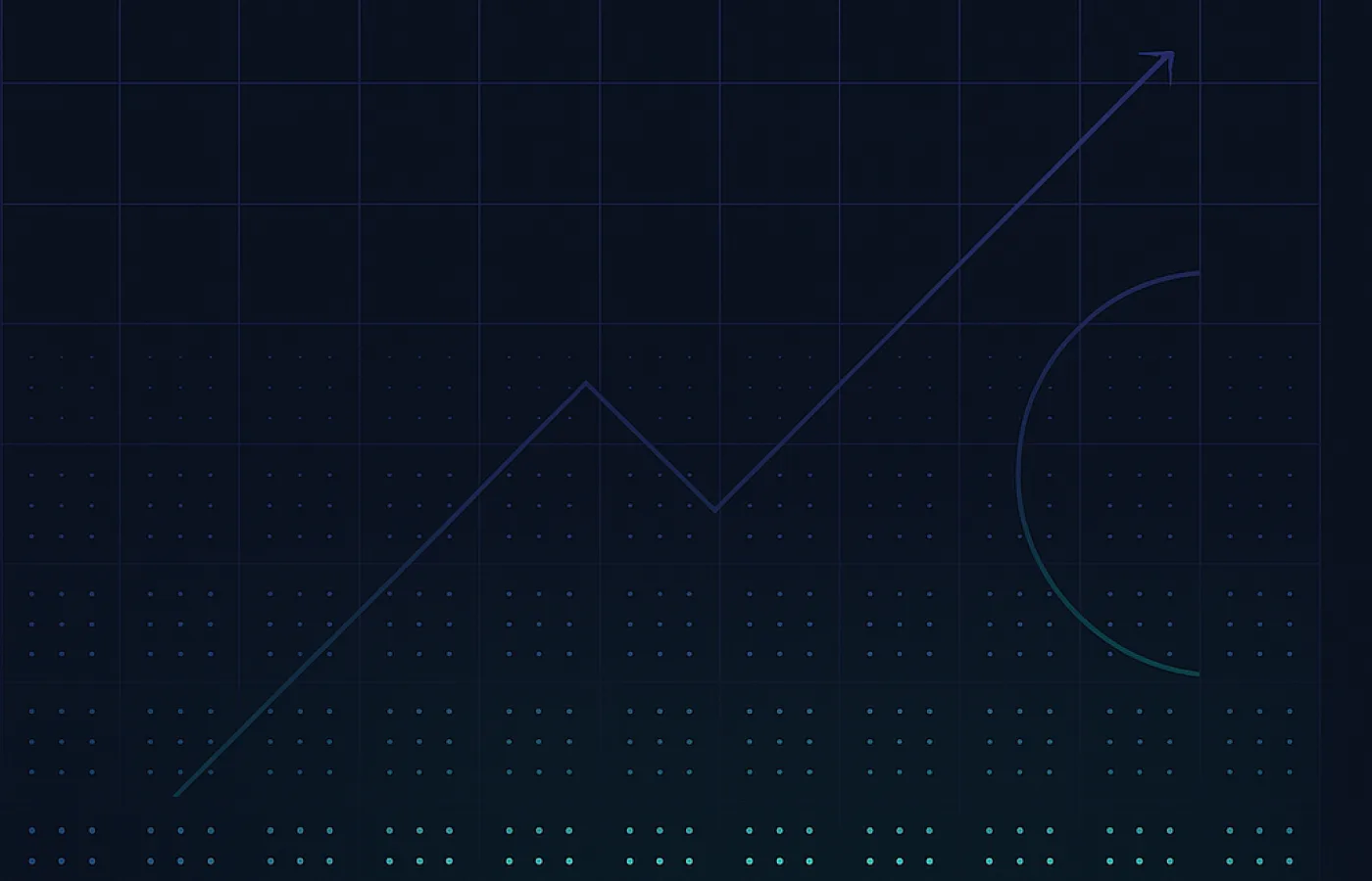 A densely dotted grid with a bright band across its lower third where density is highest