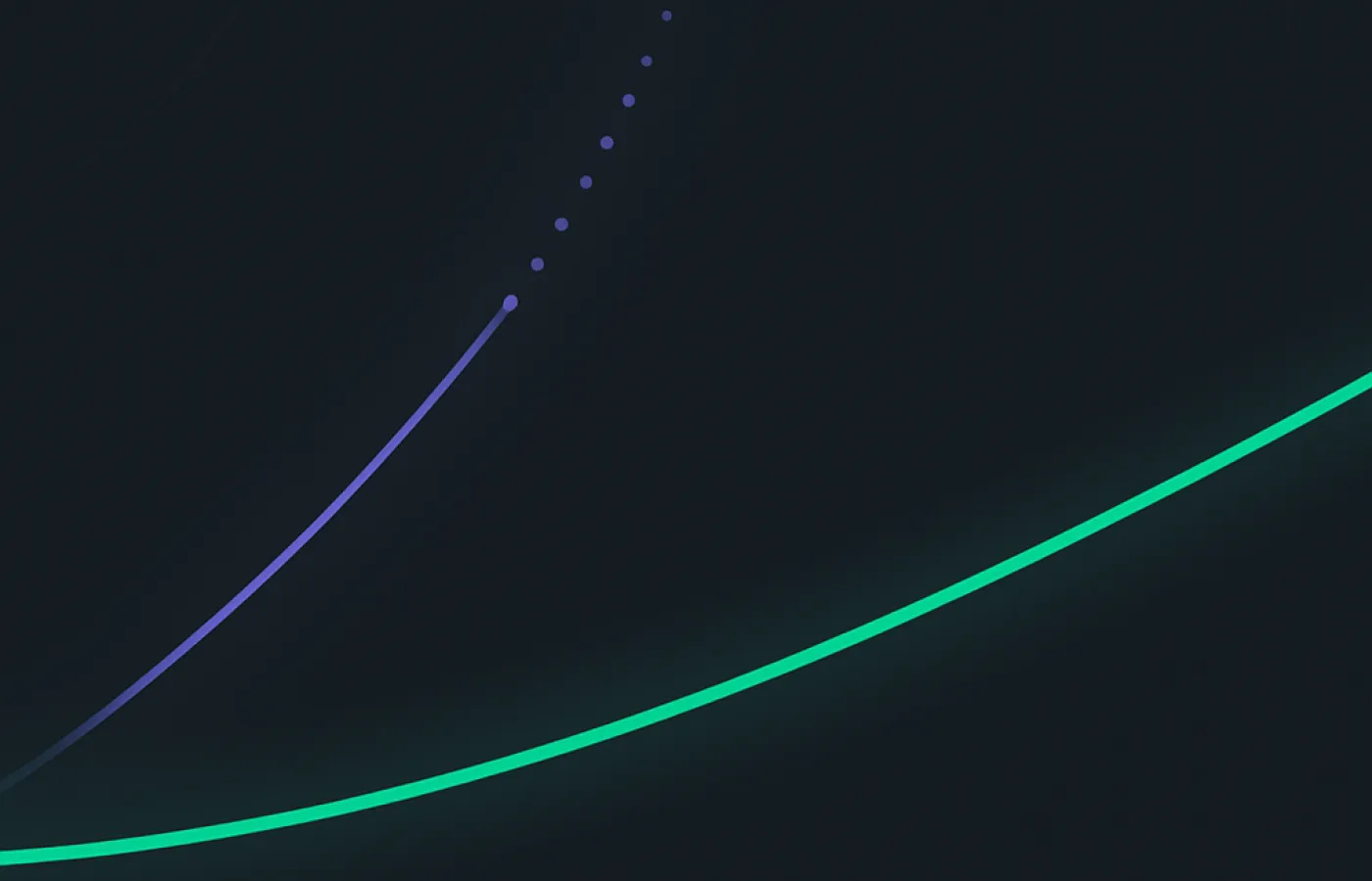 Two paths leaving one point: a spiky line that breaks apart, and a steady line that keeps climbing