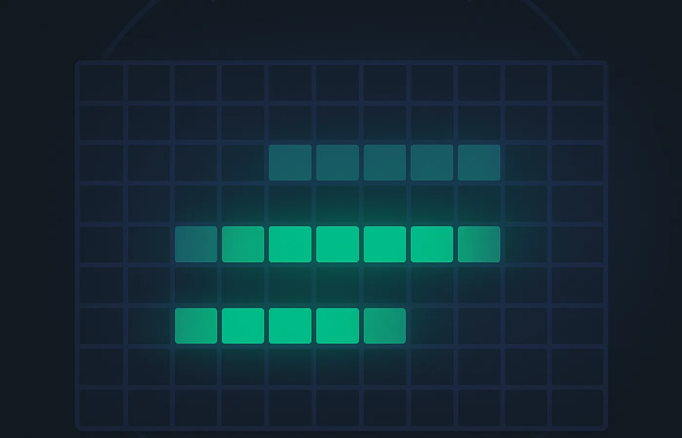 A weekly grid of hour squares with three bands lit across it