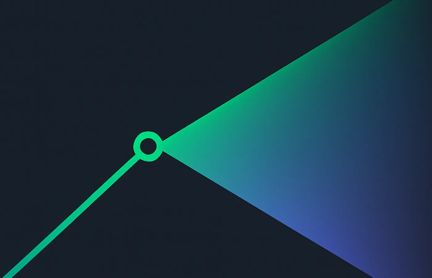 A rising line that splits into a widening cone with a bright upper edge and a dim lower one